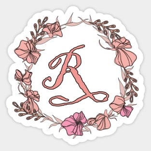 Letter R Rose Pink Initial Monogram - Letter r Sticker